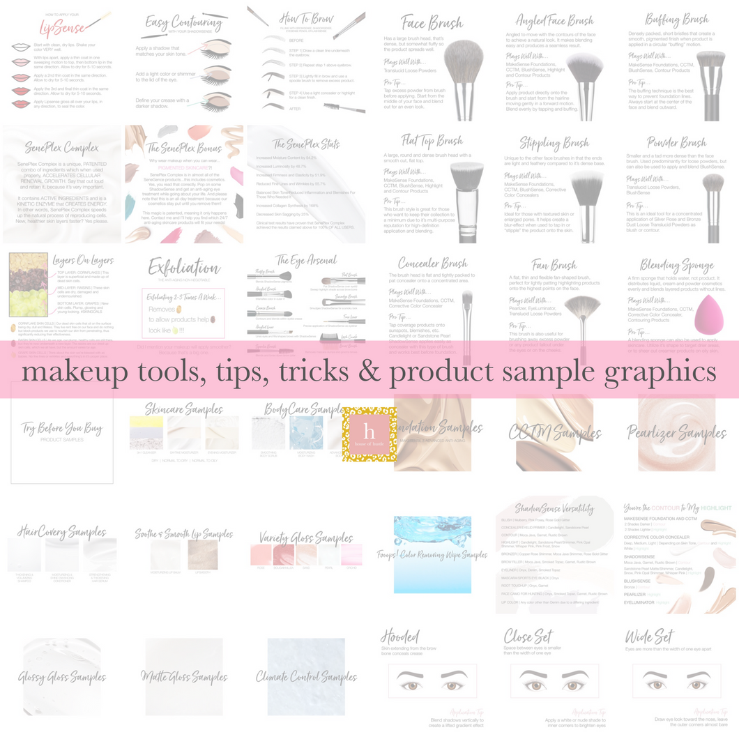 Makeup Tools, Tips, Tricks & Product Sample Graphics