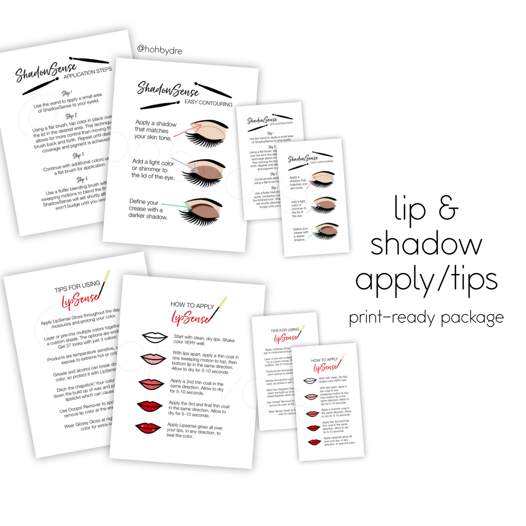 Lip & Shadow How To Apply/Tips Print-Ready Package