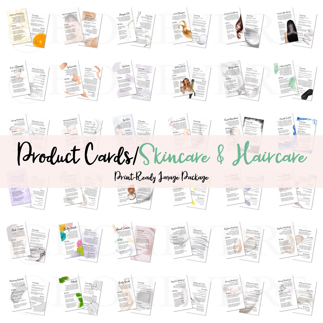 Product Cards (Partial Package) | Skincare/Solutions/Hair Print-Ready Package