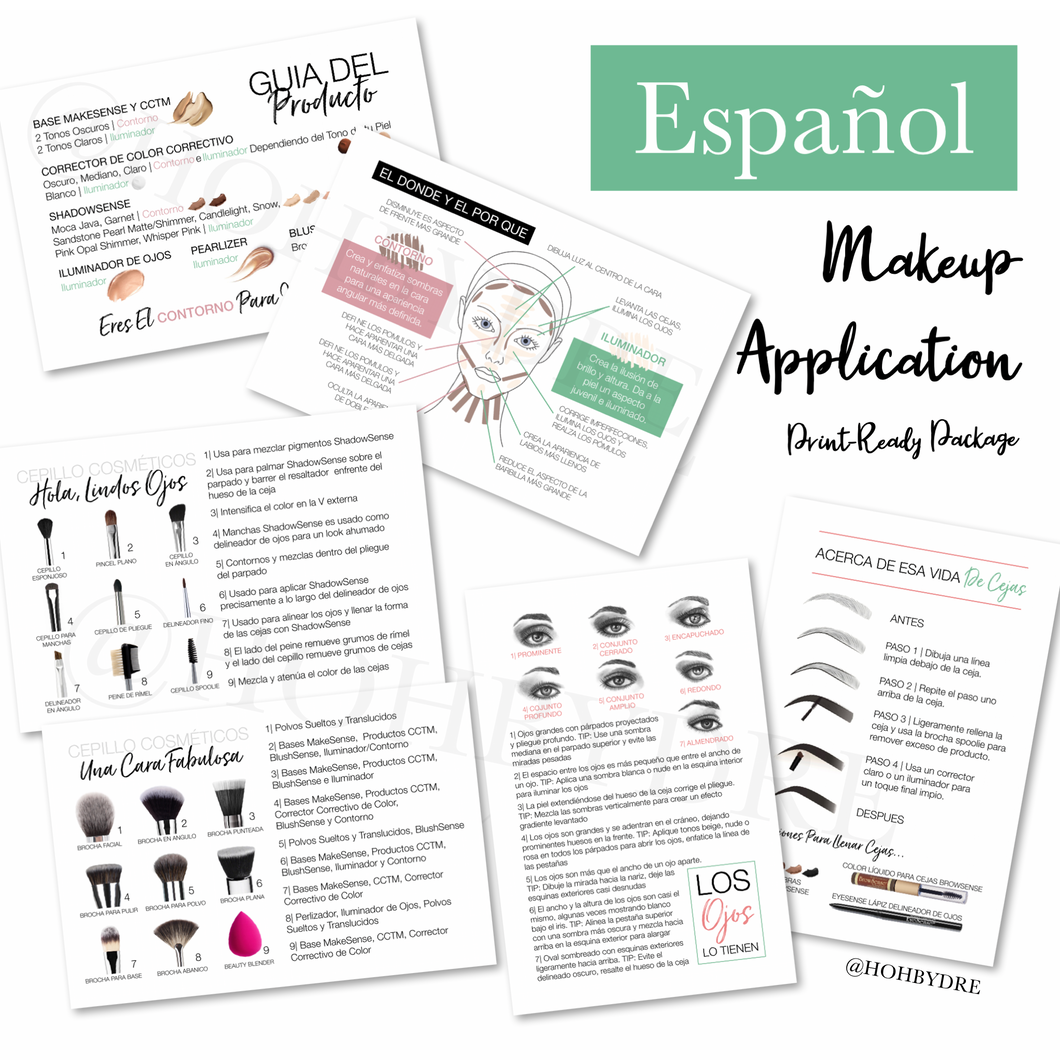 Español | Makeup Application Card Print-Ready Package